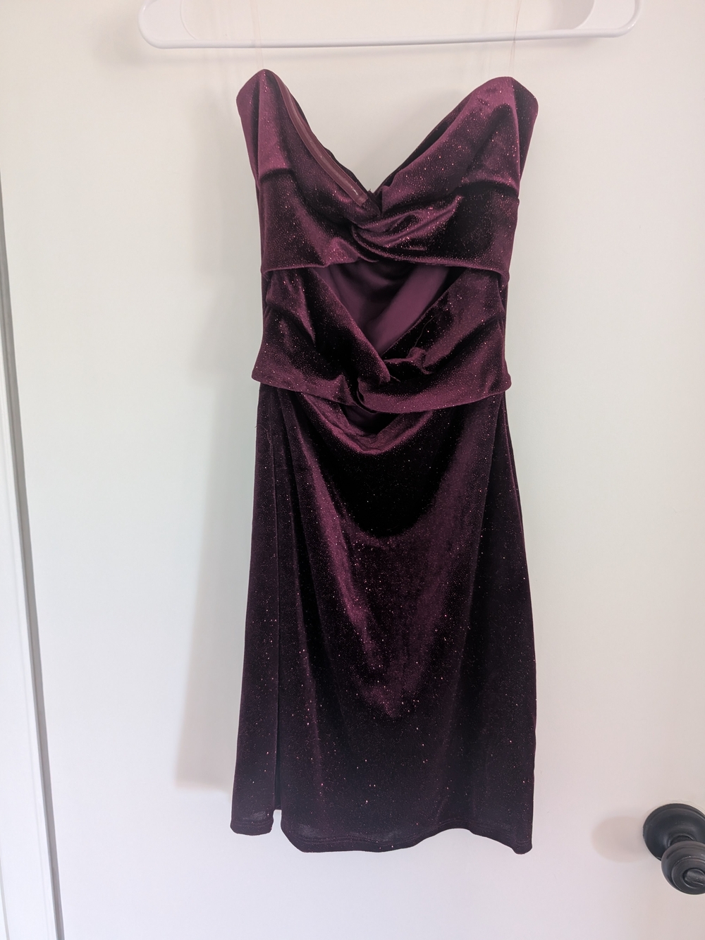 Strapless Velvet Cocktail Dress in Deep Plum Large New W Tags!!